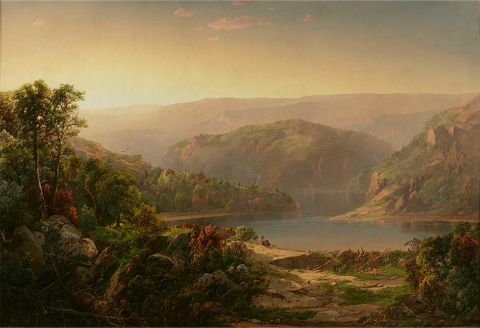 painting of view of landscapes - William Louis Sonntag, Morning in the Blue Ridge Mountains, Va., ca. 1858, Oil on canvas, Overall: 36 x 56 in. ( 91.4 x 142.2 cm )