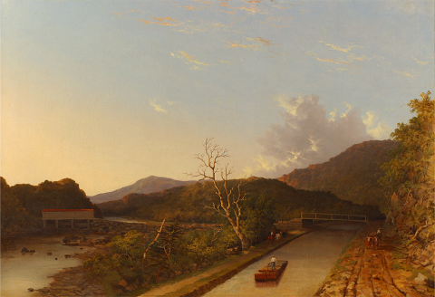 painting of erie canal - Walter M.Oddie (1808–1865), Erie Canal and Covered Bridge, 1847. Oil on canvas