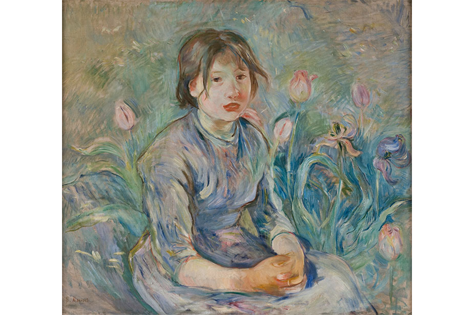 Berthe Morisot (French, 1841 – 1895) Peasant Girl among Tulips, 1890 Oil on canvas 25 ¾ x 28 5/8 inches Framed: 36 ¼ x 29 ¼ inches Collection of the Dixon Gallery and Gardens; Museum purchase, 1981.1