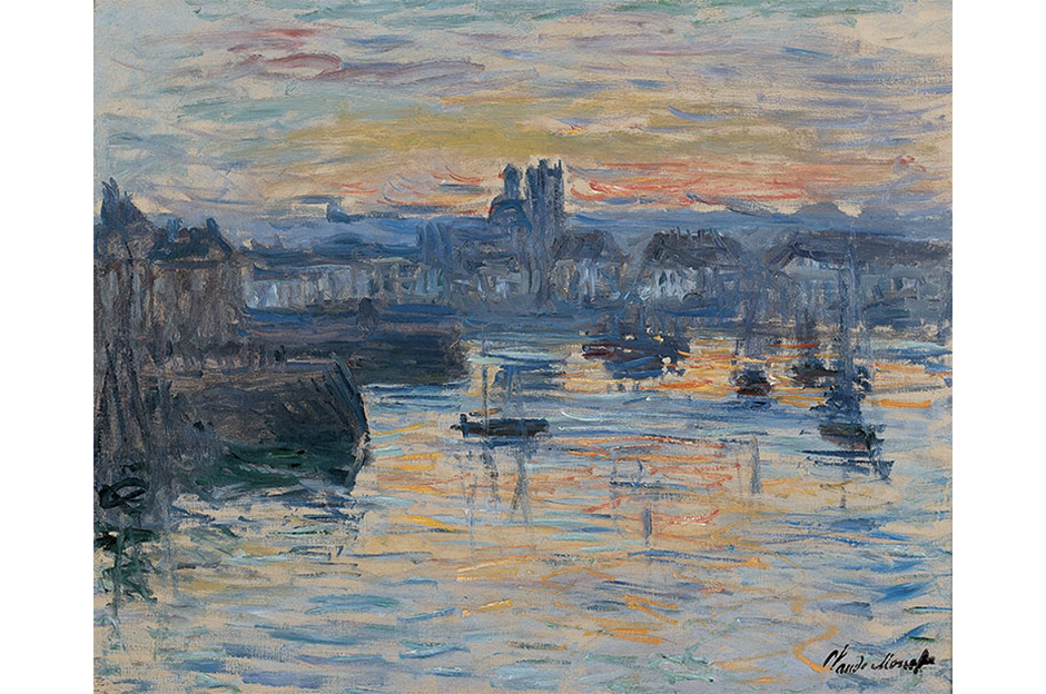 Claude Monet (French, 1840 – 1926) Port of Dieppe, Evening, 1882 Oil on canvas 23 x 28 3/8 inches Framed: 31 ½ x 37 x 4 ½ inches Collection of the Dixon Gallery and Gardens; Gift of Montgomery H. W. Ritchie, 1996.2.7