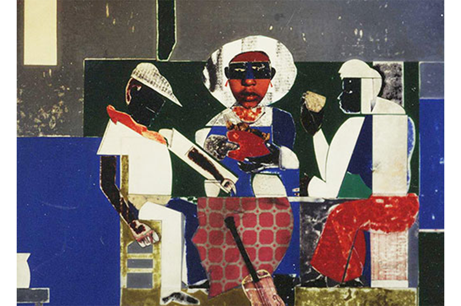 Romare Bearden (American, 1914-88), Before the Dark, 1971 collage on cardboard, 18 x 24 in. museum purchase, 72.8  Shared Traditions: Ritual