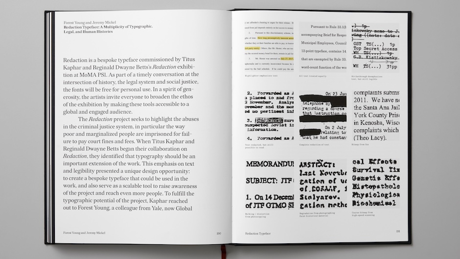 open book with typeface examples