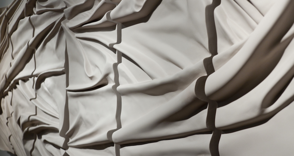 Sculptured hung panels fabric folds