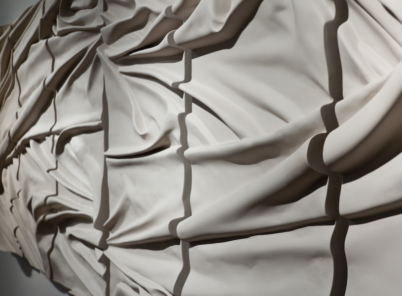 Sculptured hung panels fabric folds