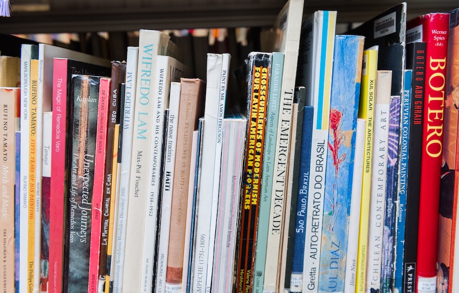 art books on shelf
