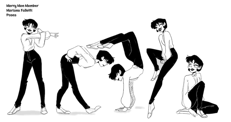 Mariana Falletti character poses