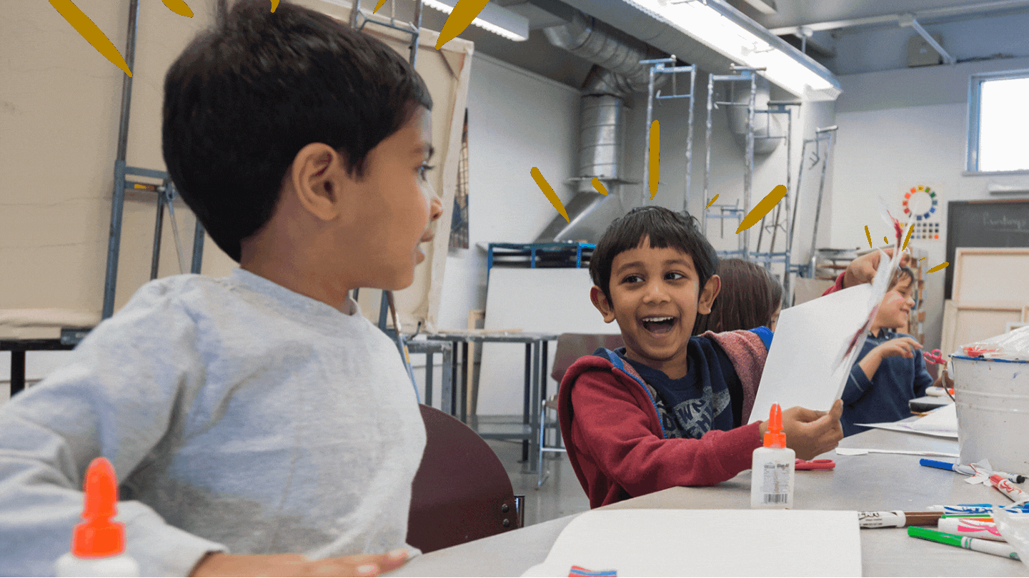 kids enjoying art