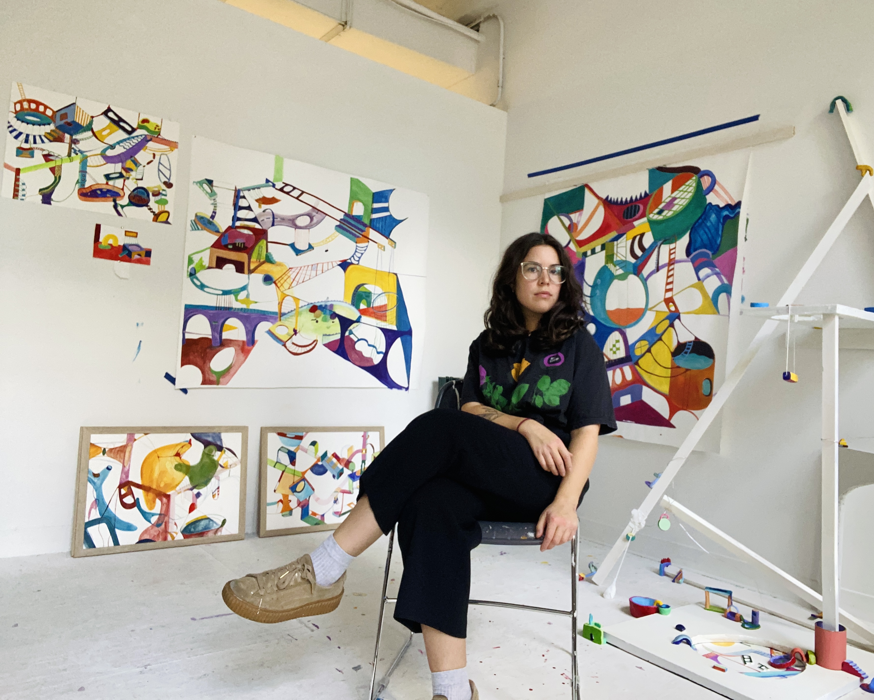 Artist Tina Mitchell in the studio