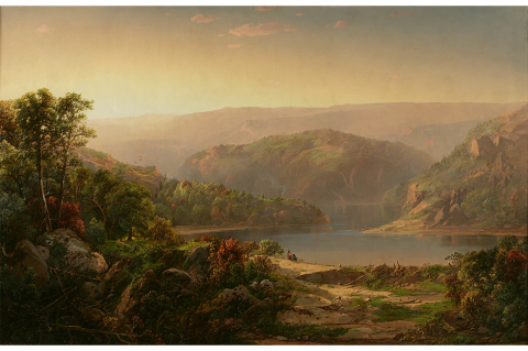 painting of view of landscapes - William Louis Sonntag, Morning in the Blue Ridge Mountains, Va., ca. 1858, Oil on canvas, Overall: 36 x 56 in. ( 91.4 x 142.2 cm )