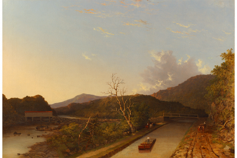 painting of erie canal - Walter M.Oddie (1808–1865), Erie Canal and Covered Bridge, 1847. Oil on canvas