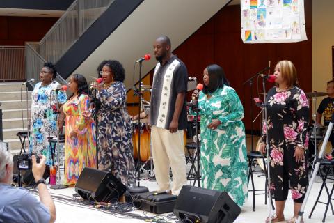 African American vocal ensemble mid-performance at Munson